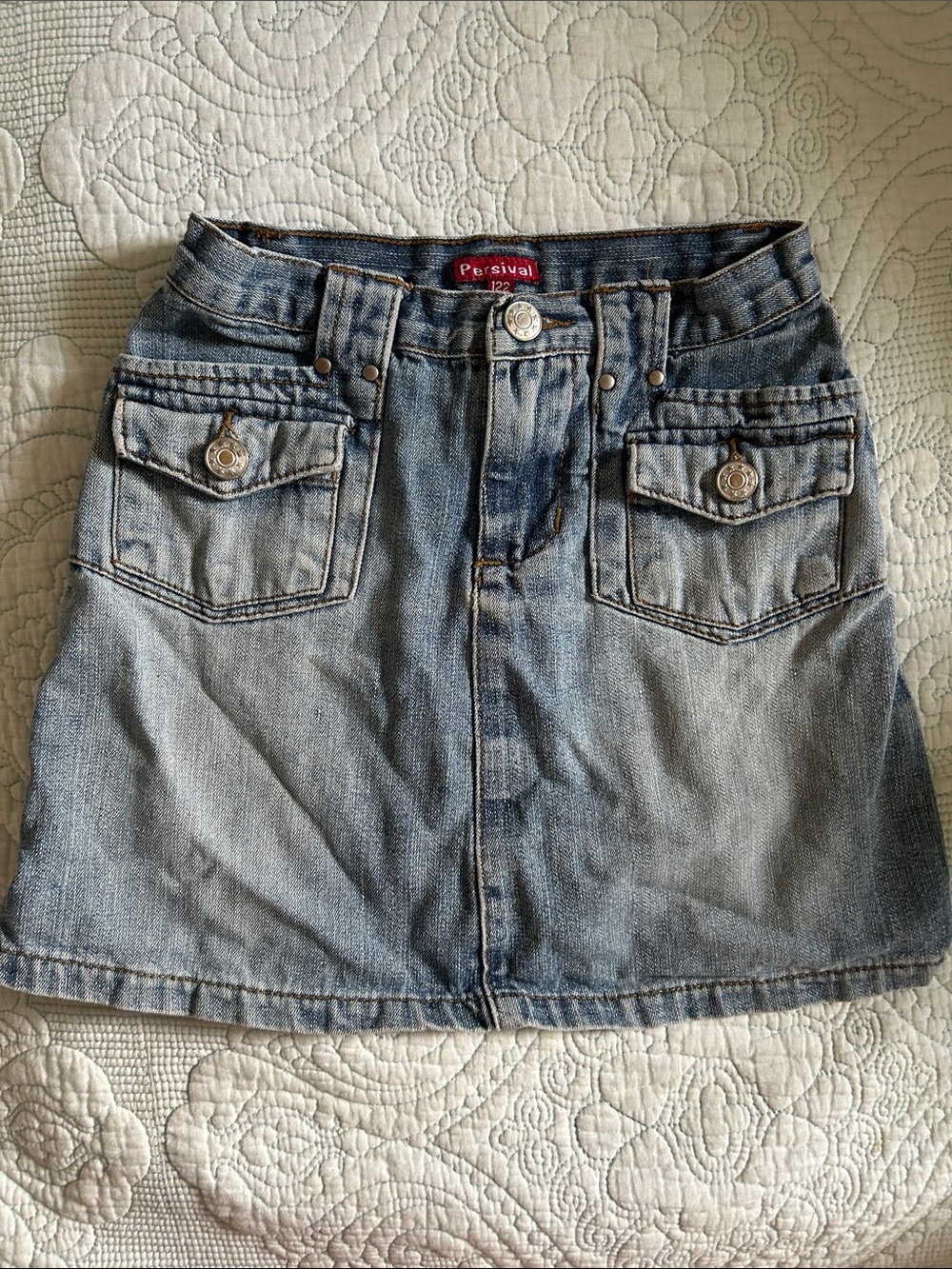 Girls' Light Blue Denim Pocket Skirt by